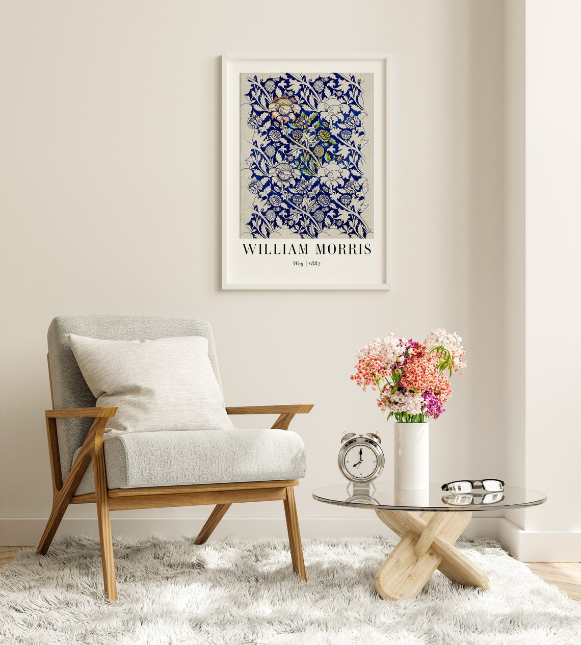 William Morris Wey 1882 Blue Floral Pattern Vintage Art Poster - Image 7