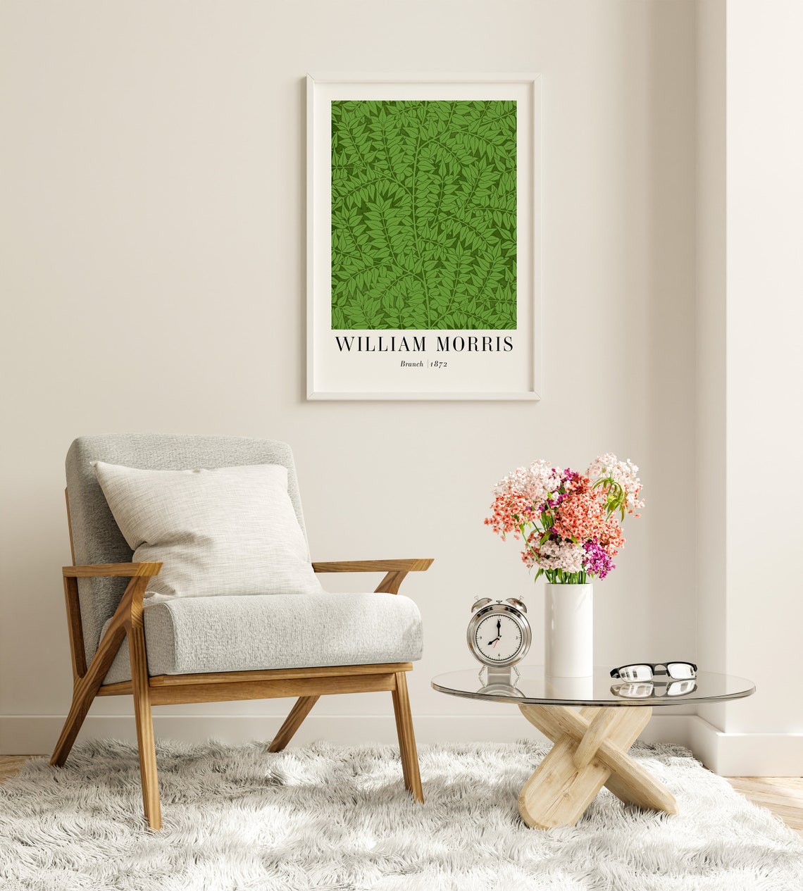 William Morris Branch 1872 Green Leaf Pattern Vintage Art Poster - Image 7