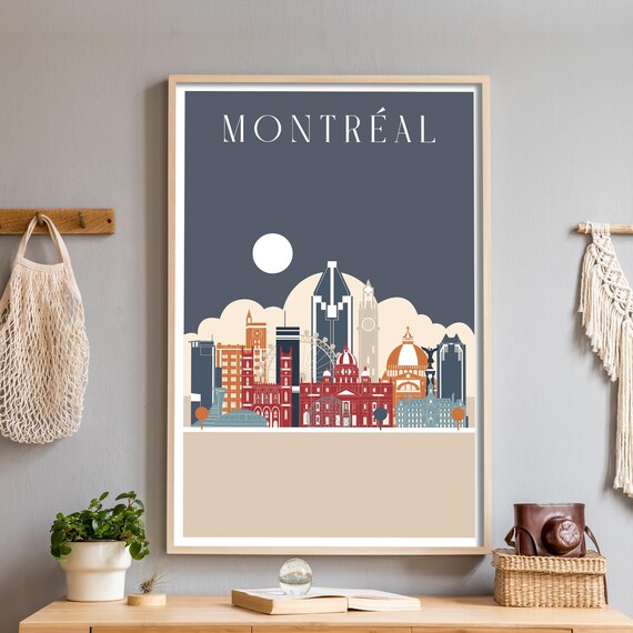 Montréal Canada Colorful Illustrated Old Port Skyline Poster