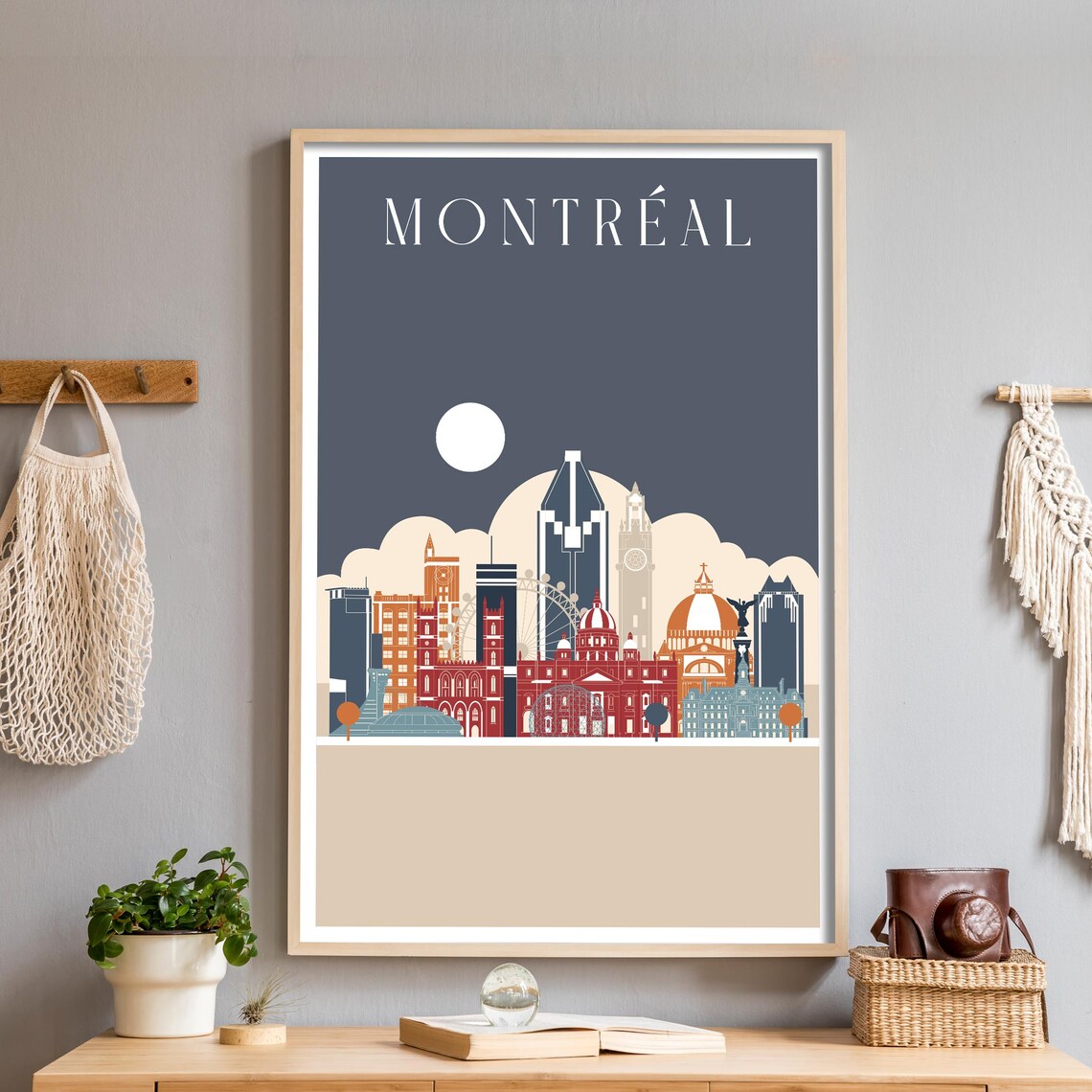 Montréal Canada Colorful Illustrated Old Port Skyline Poster