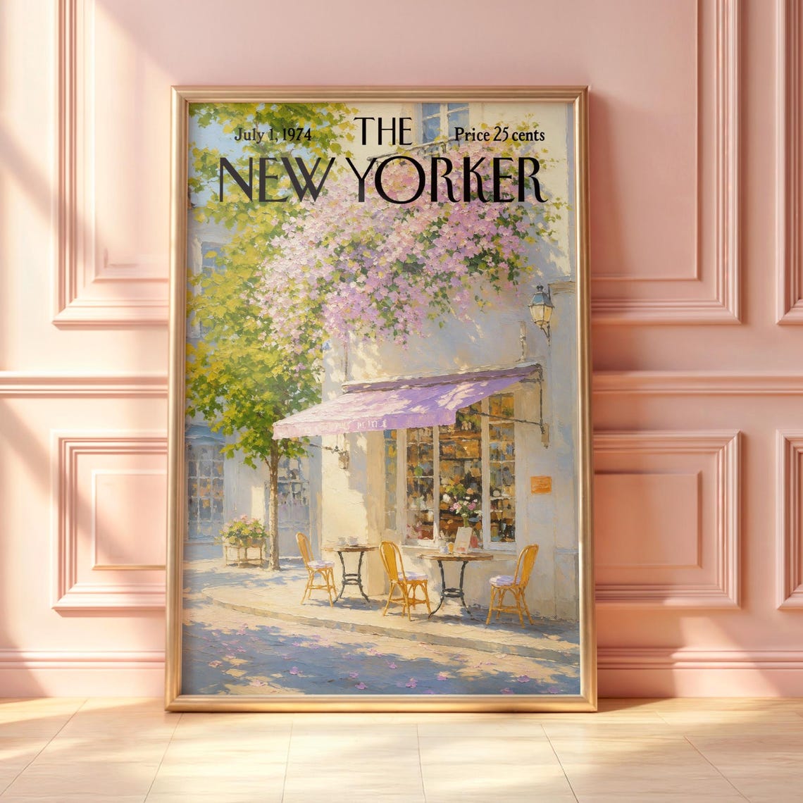 July 1 1974 The New Yorker Paris Cafe Blooming Bistro Cover Poster