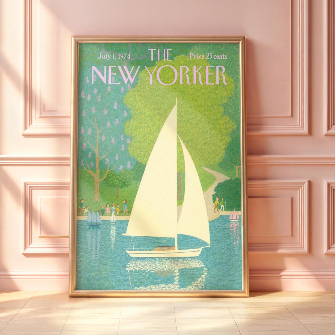 Vintage New Yorker Central Park Sailboat Poster