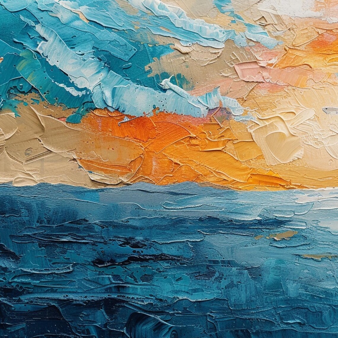 Custom Blue Ocean Seascape, Oil-Painting-Style Art Print - Image 3