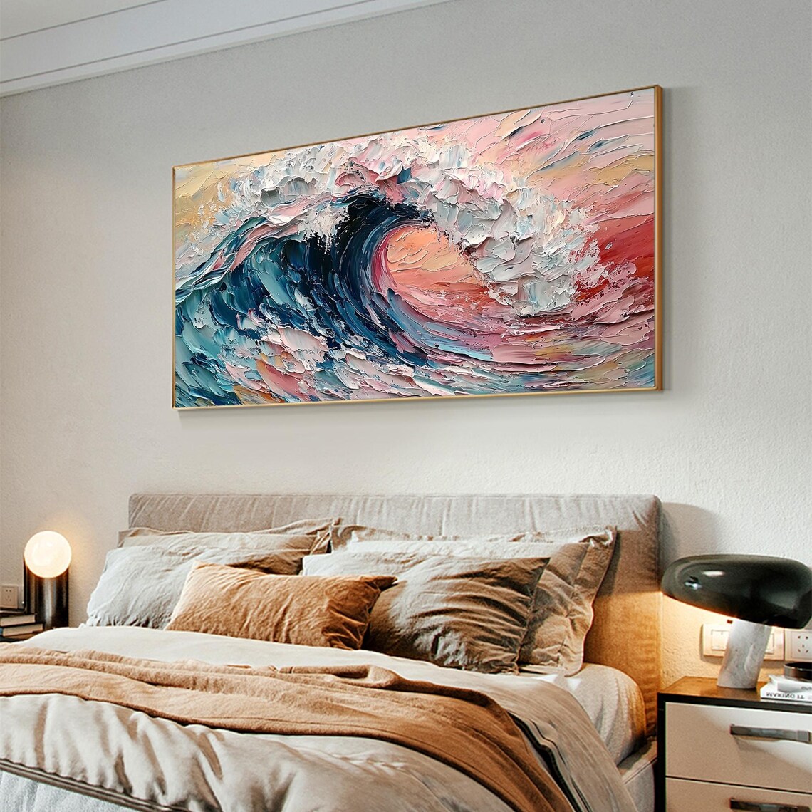 Abstract Ocean Wave, Colorful Oil Painting Art Print - Image 2