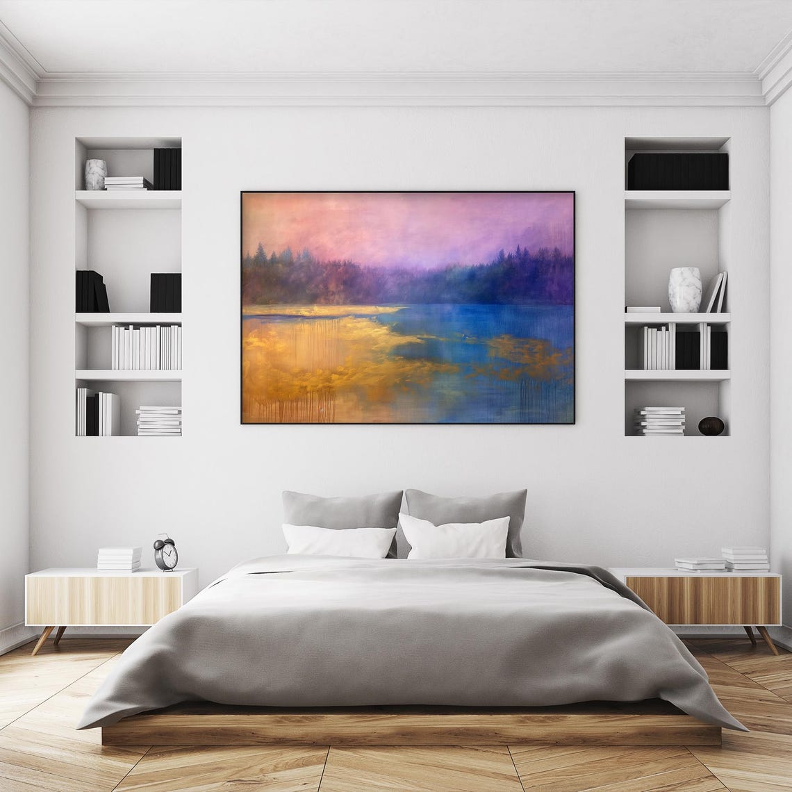 Large Abstract River Landscape Oil Painting On Original Textured Wall Decor Modern Minimalist Wall Art Living Room Home Art Decor - Image 4