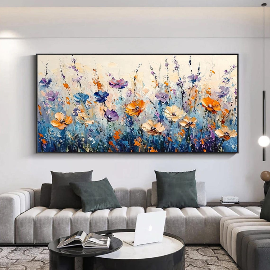 Colorful Wildflower Poppies In Orange Purple And Blue Meadow Poster - Image 5