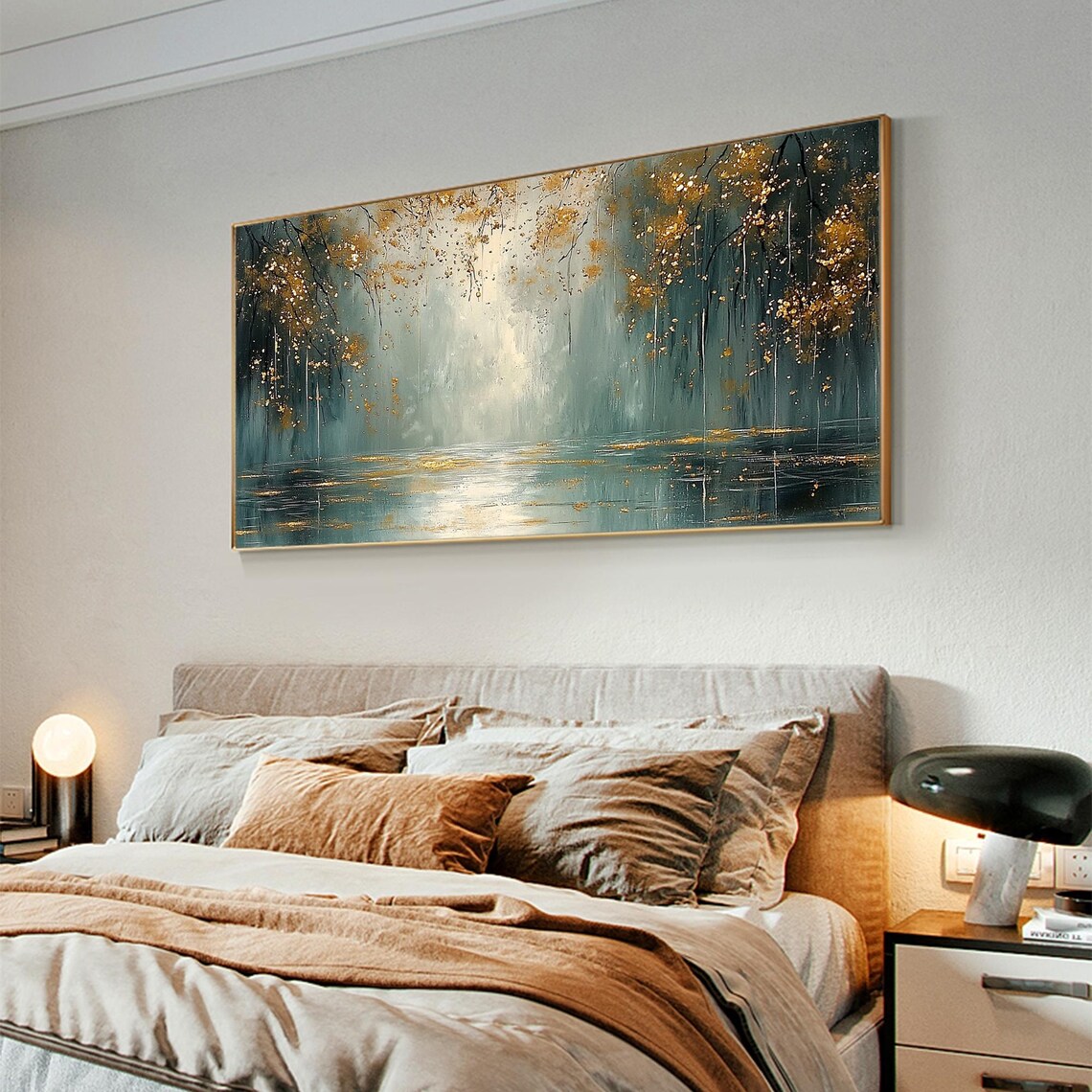Minimalist Abstract Tree Landscape Oil Painting Art Print - Image 3