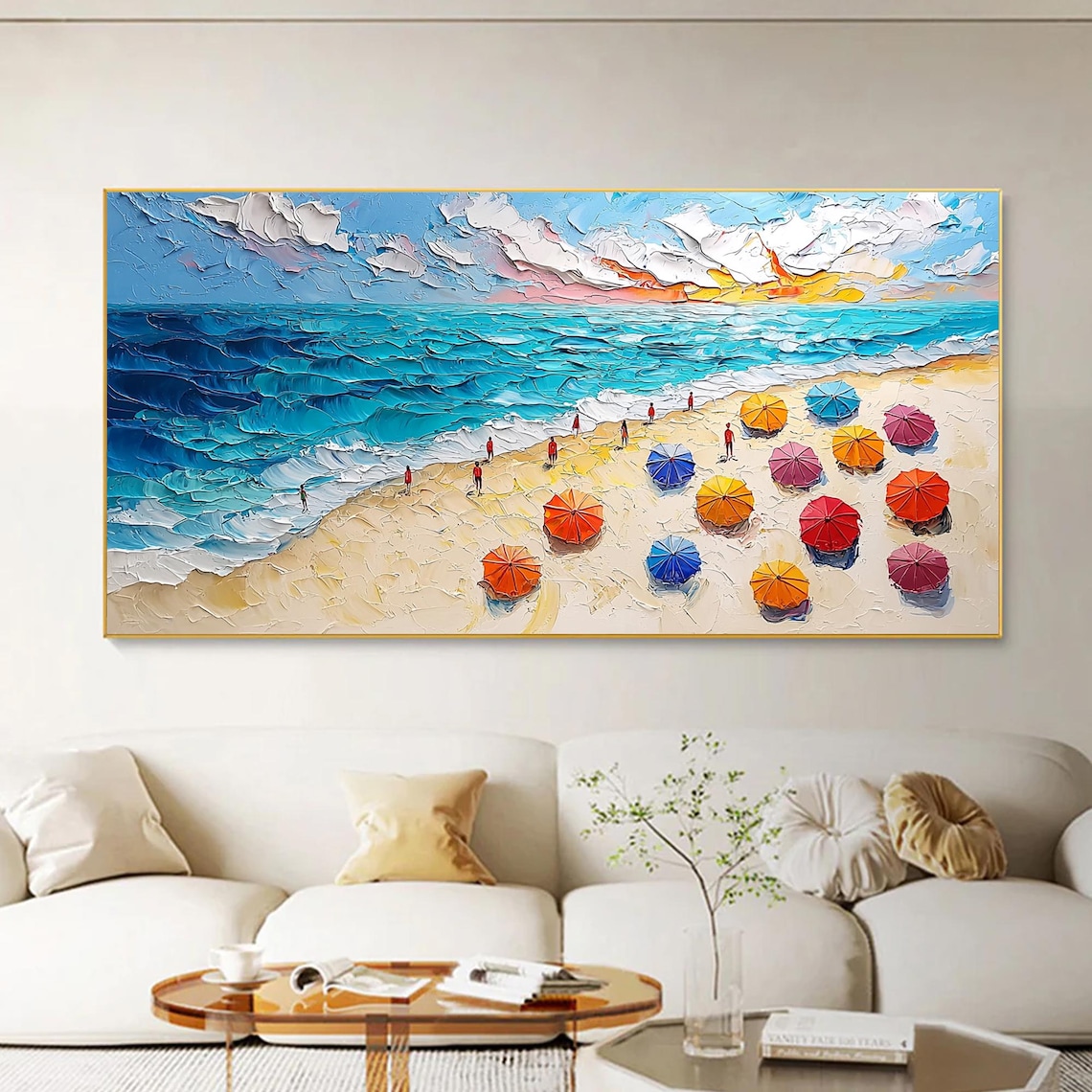 Abstract Beach Oil Painting, Summer Seaside Art Print - Image 2