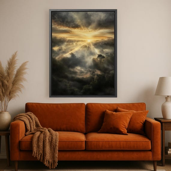 Moody Landscape Wall Art Baroque Sunrise Forest Print Dark Nature Poster Romantic Misty Canvas Vintage Dramatic Decor