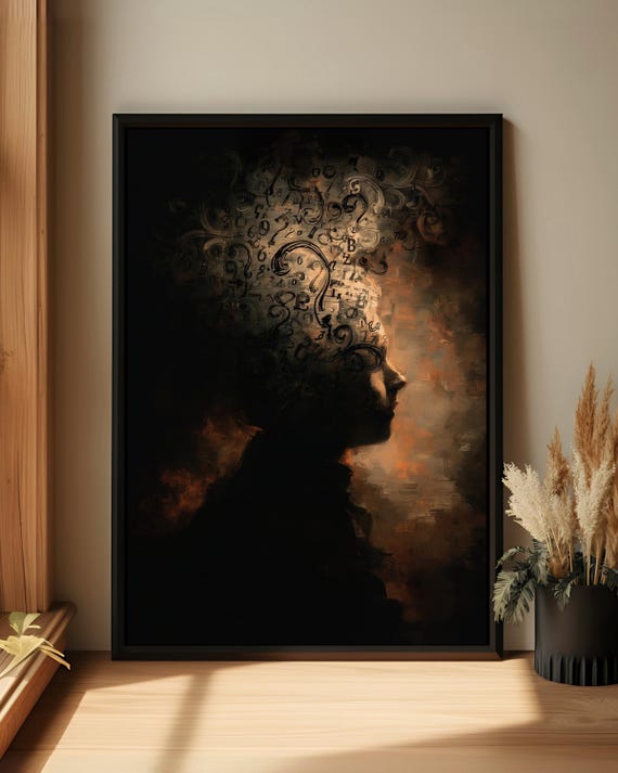 Dark Academia Wall Art Mystical Abstract Portrait Canvas Print Surreal Prints