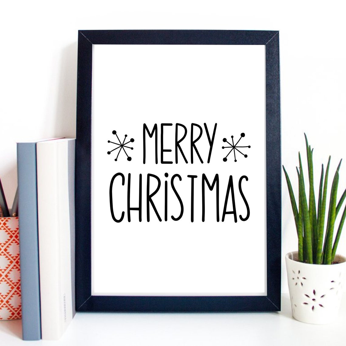 Merry Christmas Minimalist Typography Holiday Wall Decor Art Poster - Image 2