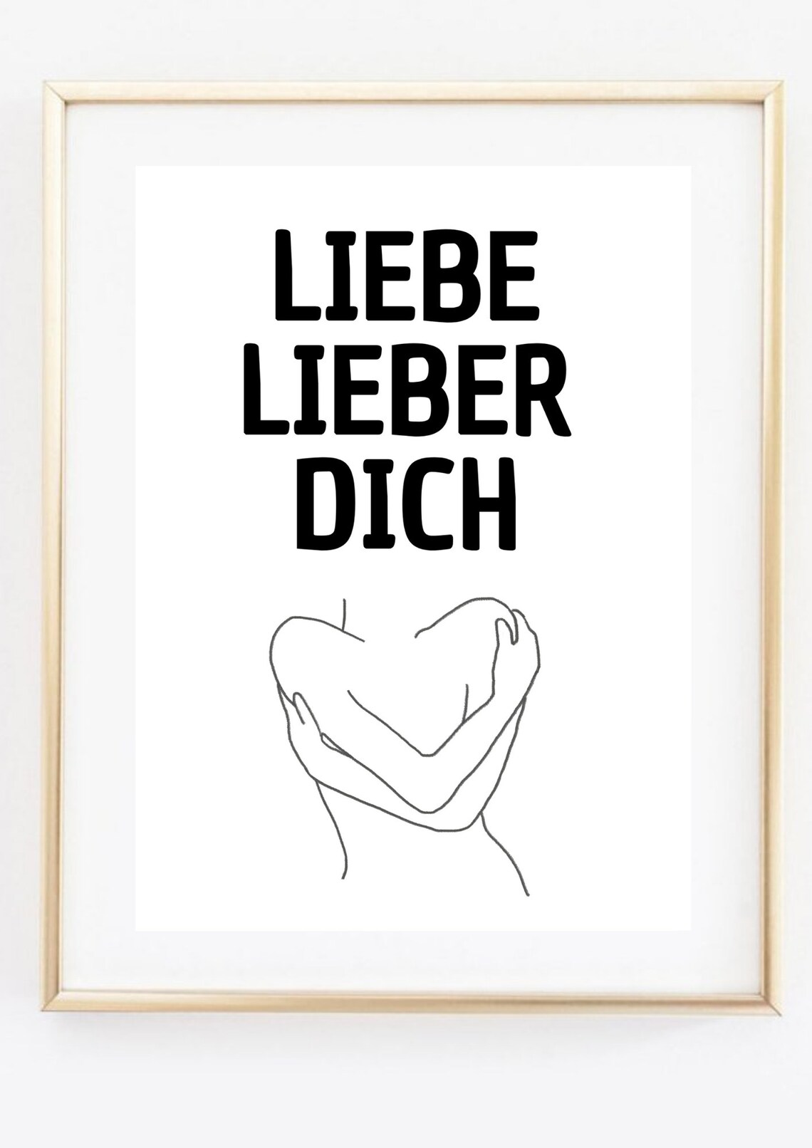 Self Love Hug Line Art German Quote Minimalist Motivational Wall Poster - Image 2