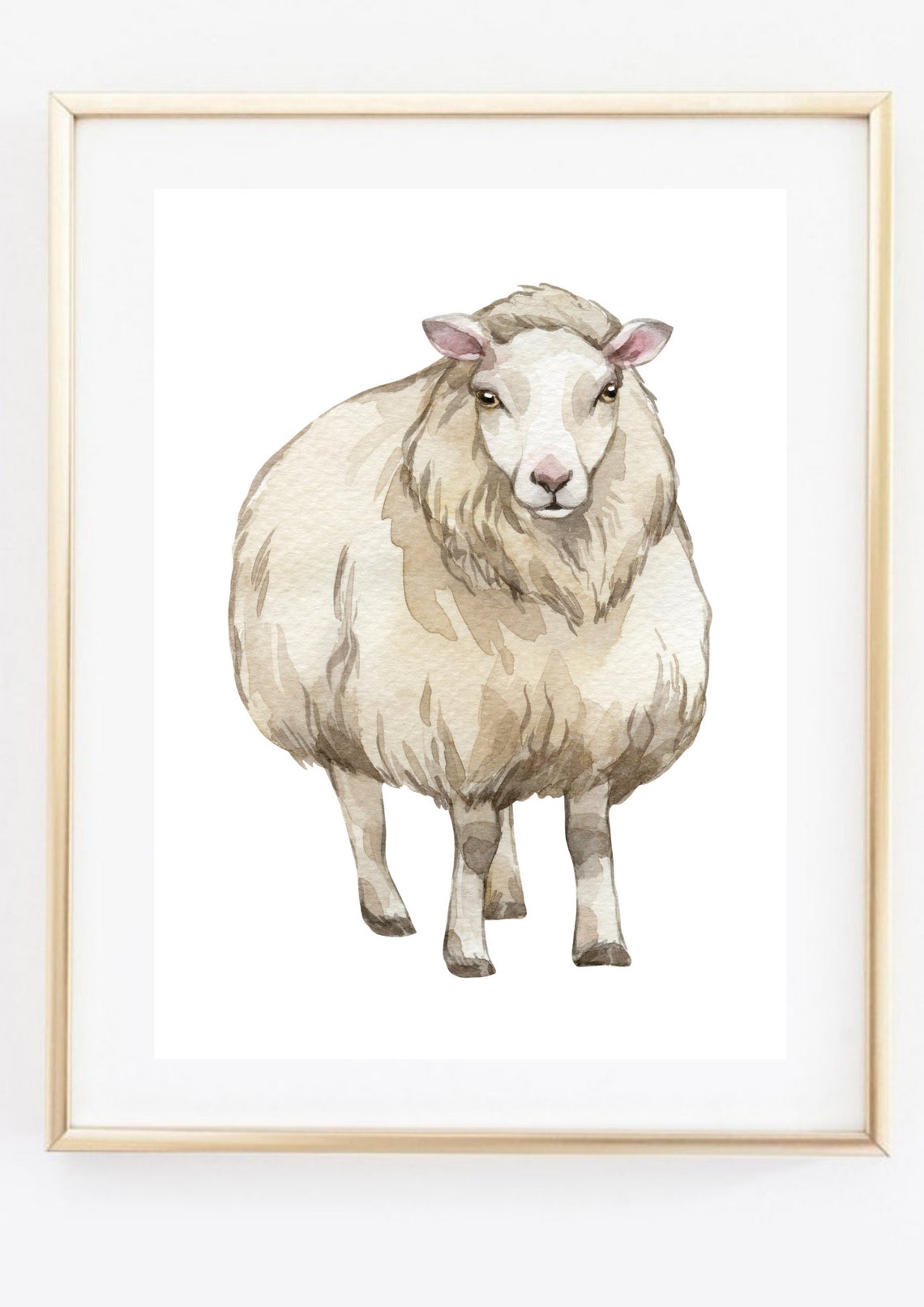 Sheep Watercolor Lamb Portrait Cute Farm Animal Nature Nursery Poster - Image 3