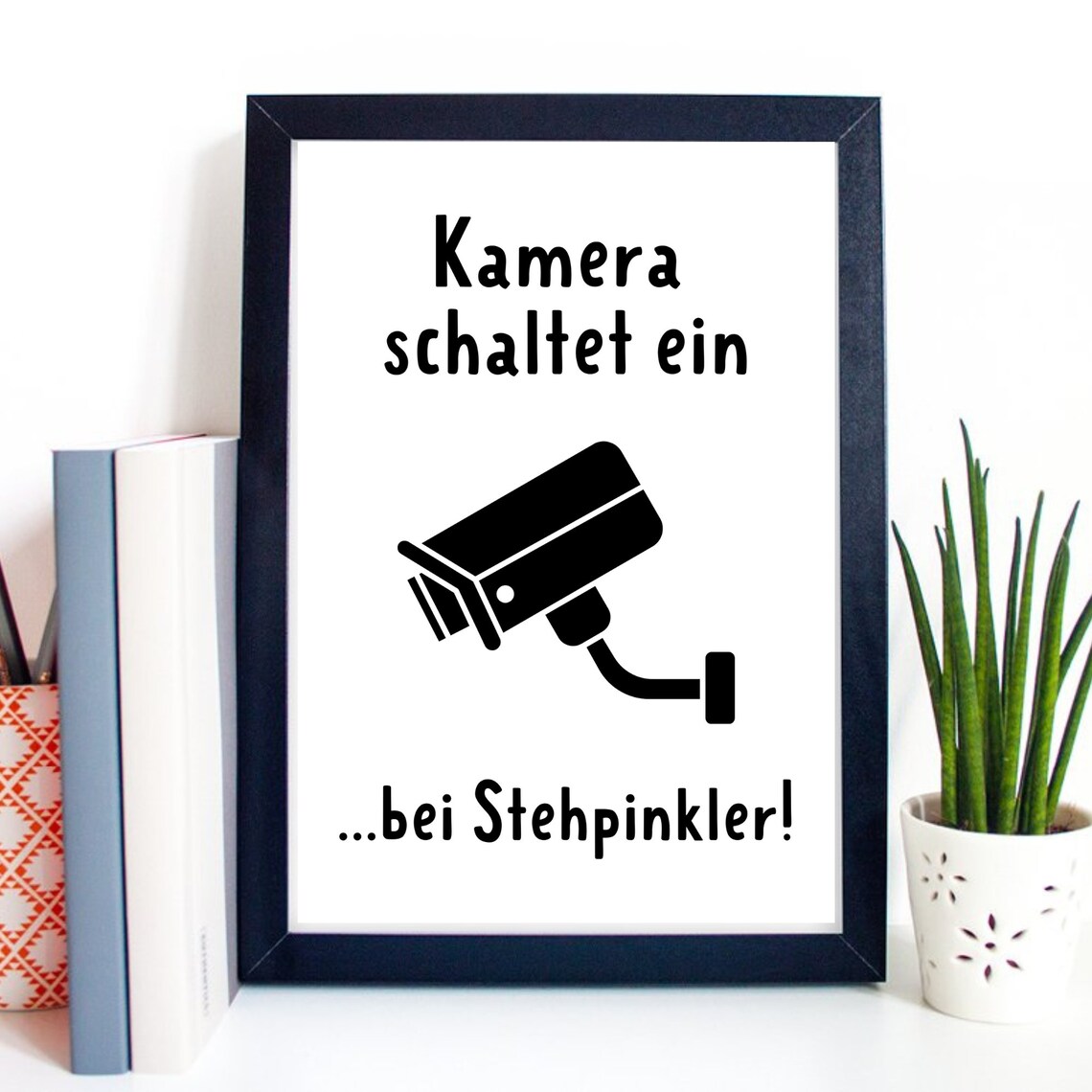 Camera On Stehpinkler Funny German Bathroom Humor Security Sign Poster - Image 2