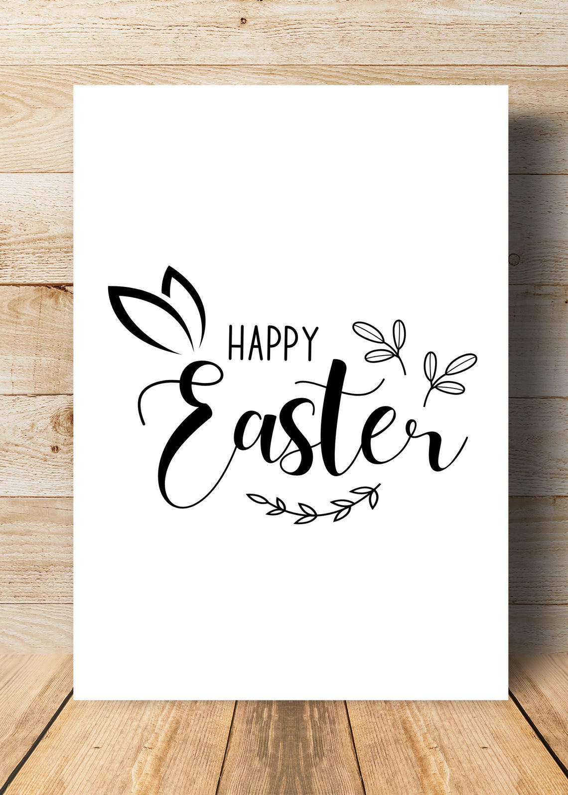 Happy Easter Calligraphy Bunny Ears Holiday Spring Typography Wall Art - Image 3