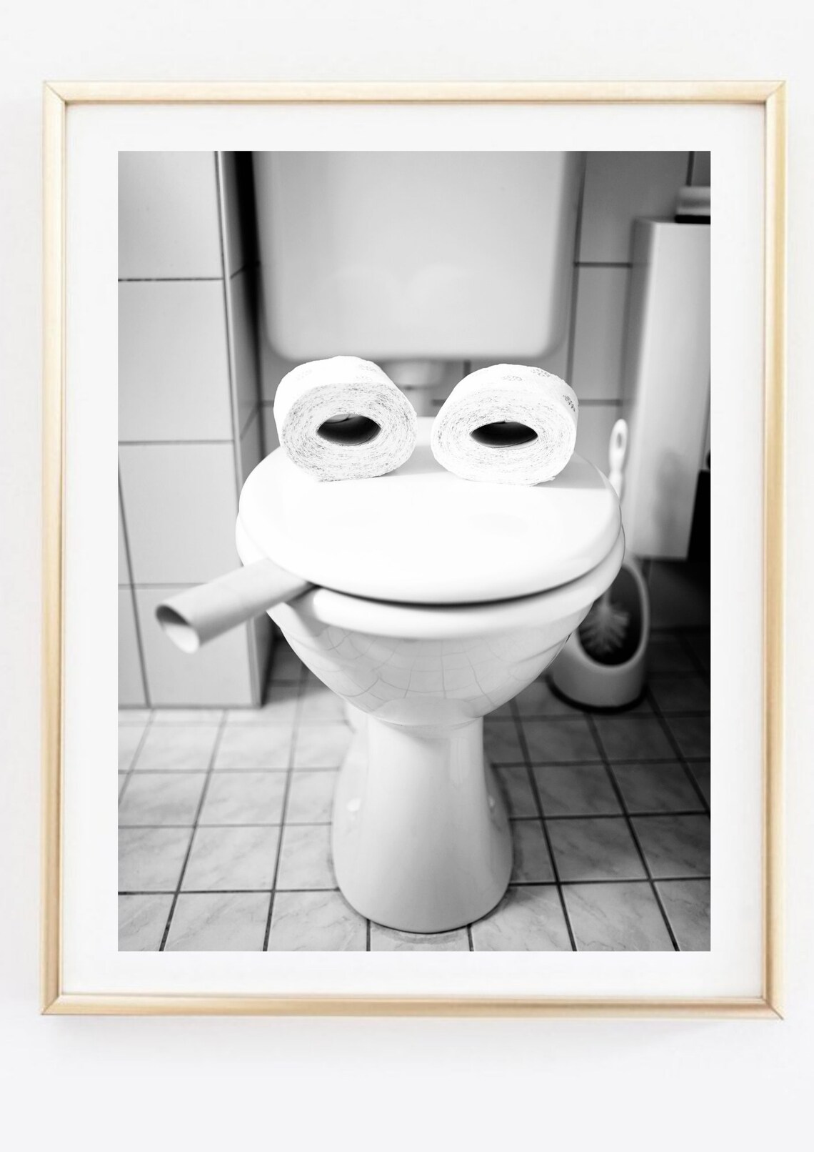 Funny Toilet Face Photo Toilet Paper Rolls Eyes Bathroom Poster - Image 2