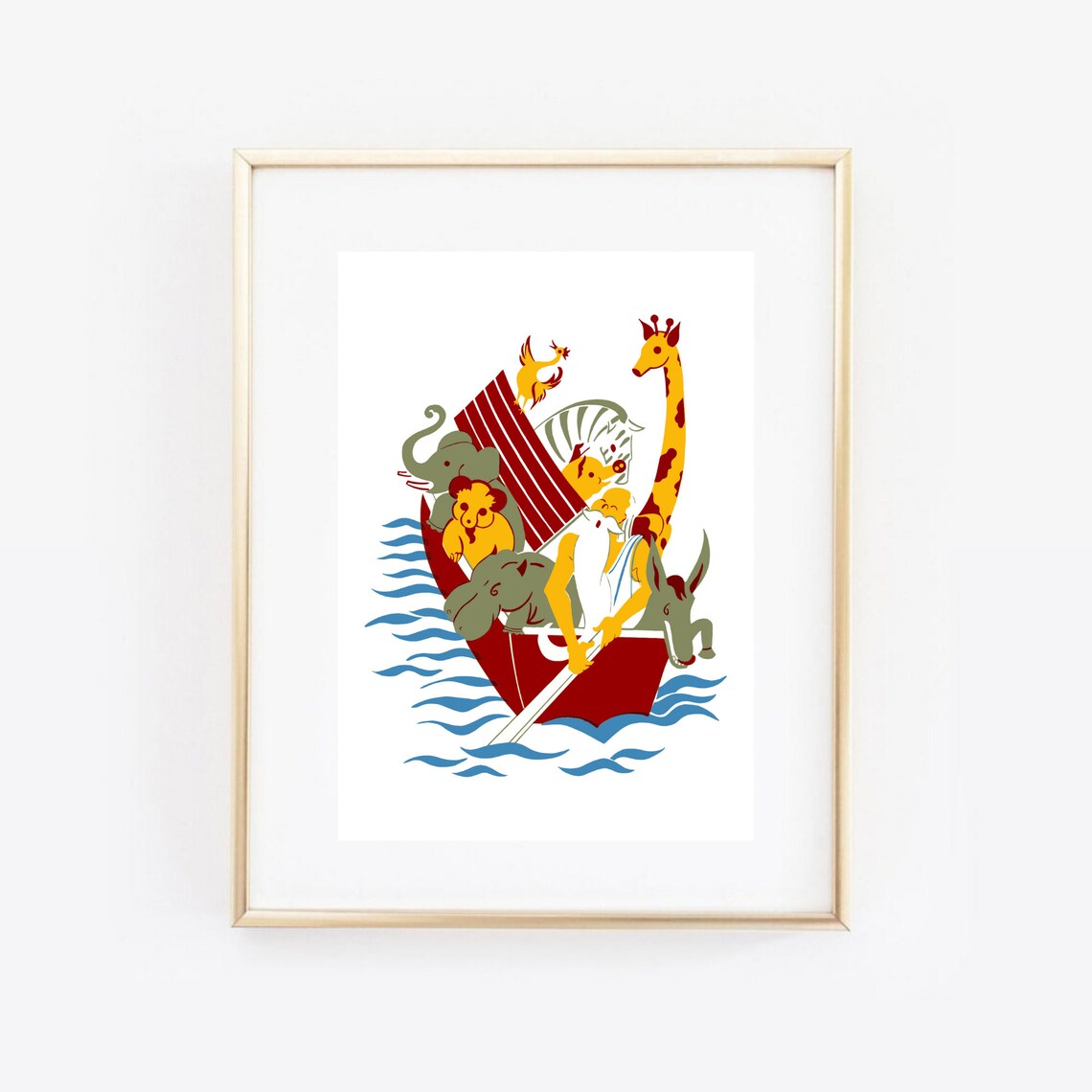 Noahs Ark Bible Story Animals Boat Kids Faith Christian Art Poster - Image 3