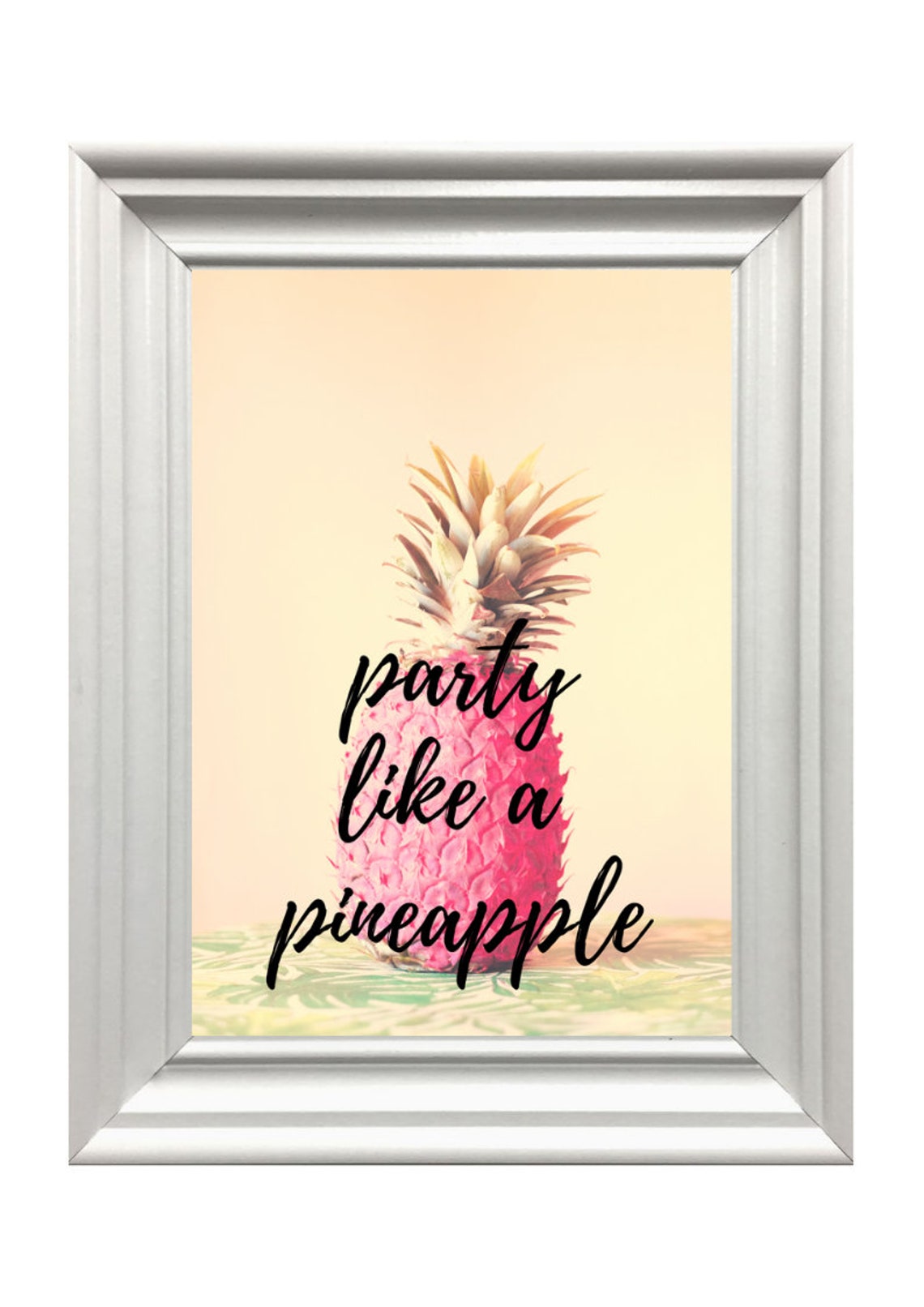 Party Like a Pineapple Pink Summer Tropical Quote Wall Art Print - Image 3