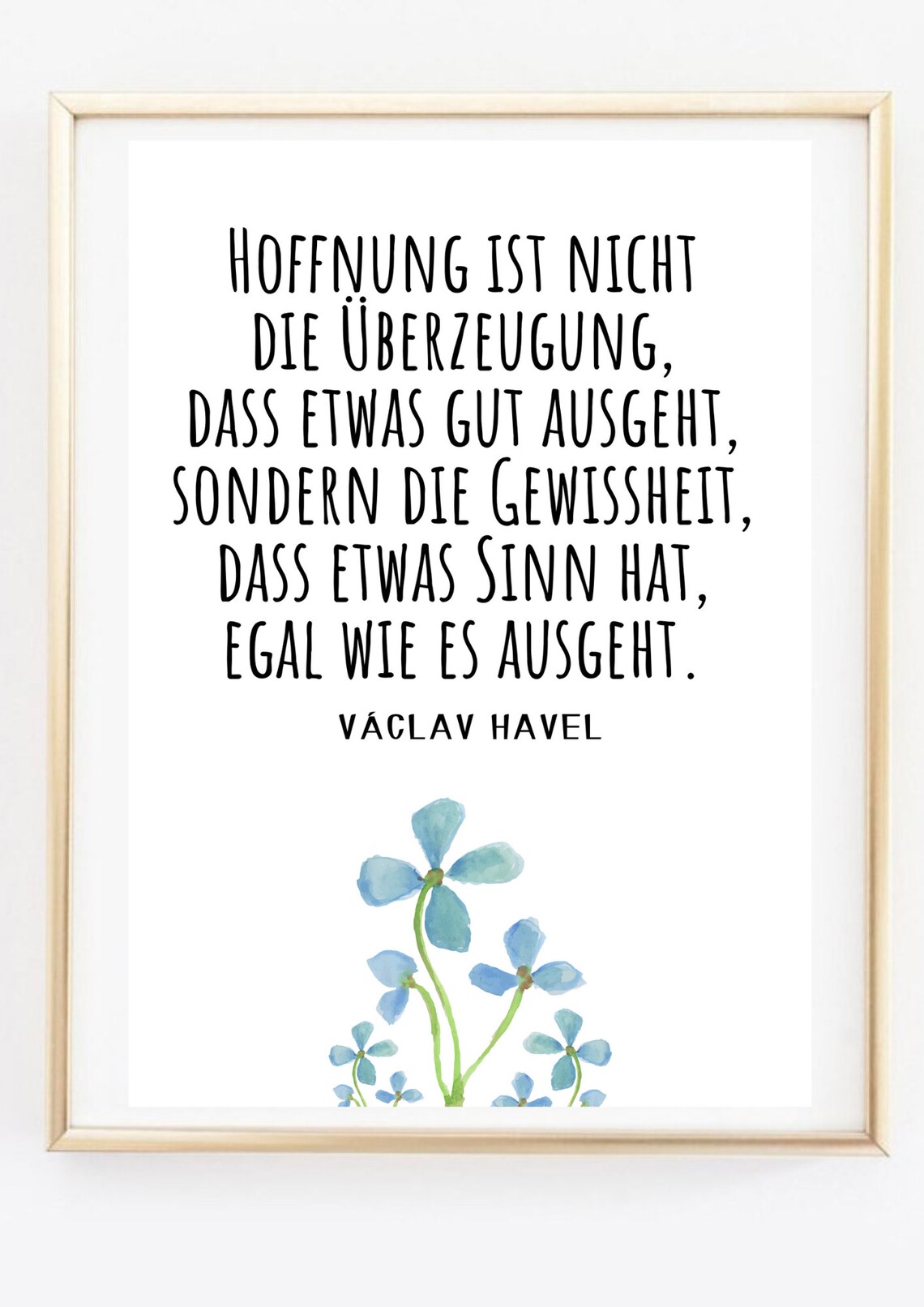 Vaclav Havel Hope Quote German Typography Blue Floral Inspirational Poster - Image 3
