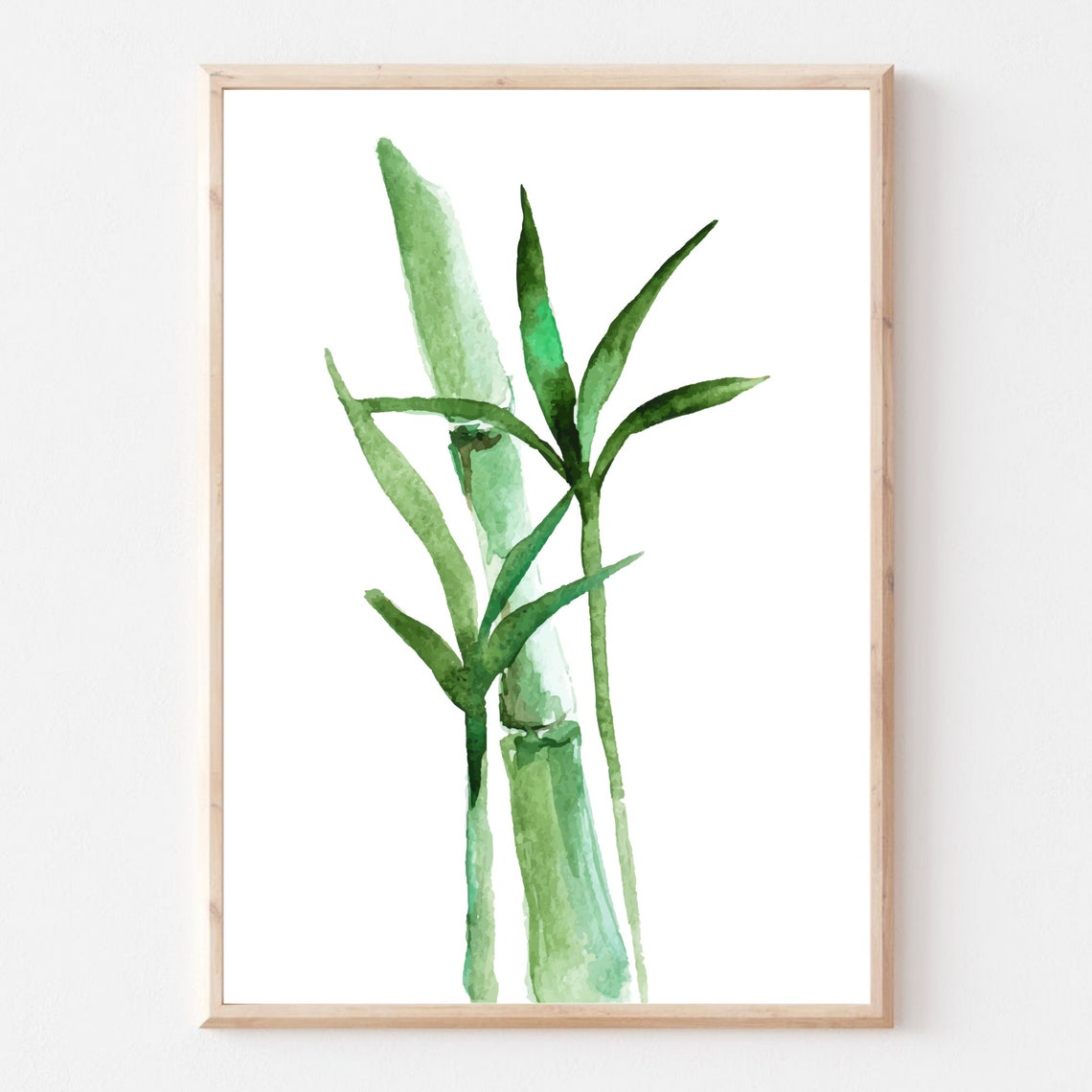 Din A4 Art Print Without Frame Bamboo Bamboo Shrub Plant Green Watercolor Print Poster Image - Image 2