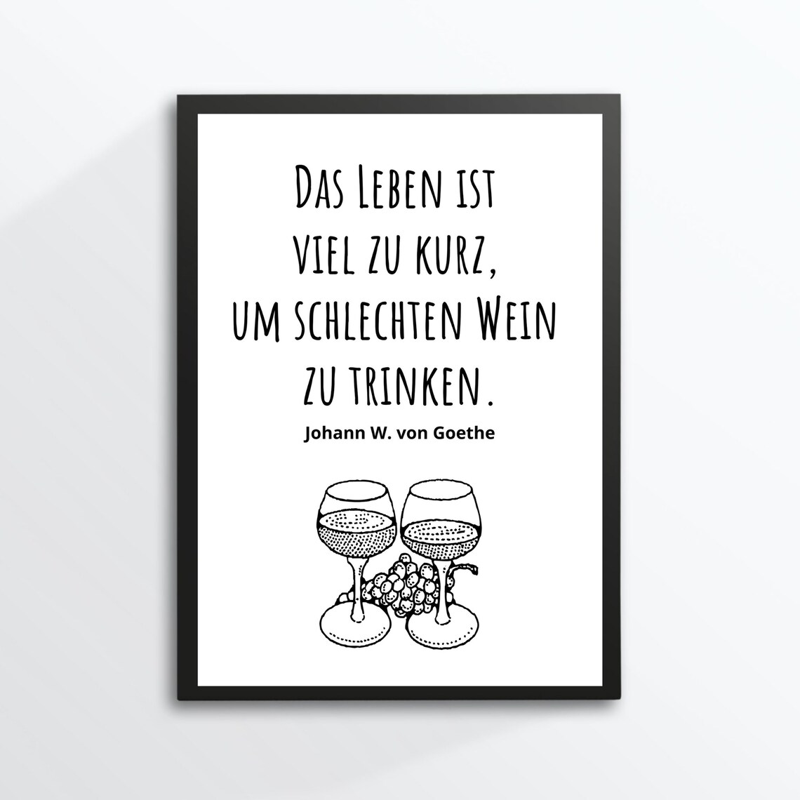 Wine Quote Poster German Goethe Quote Typography Kitchen Wall Art Print