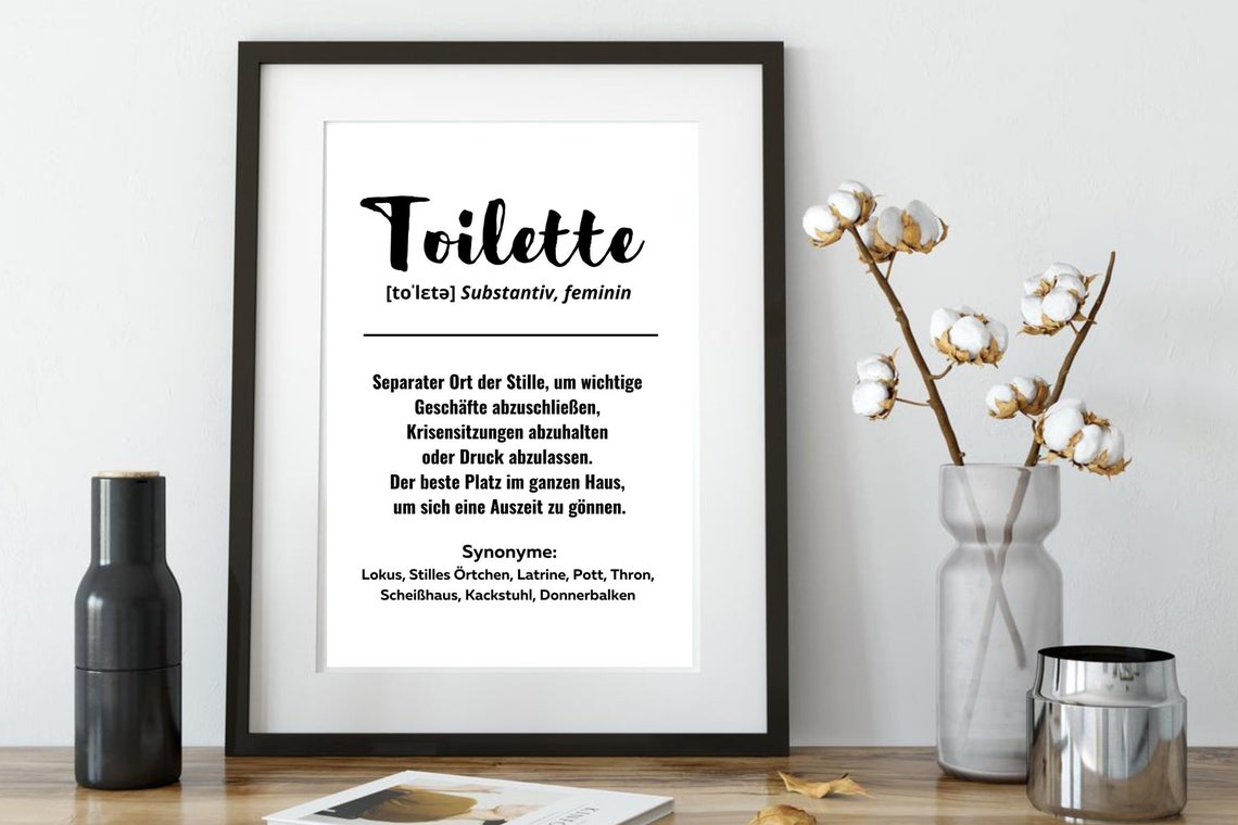 Toilette Definition German Bathroom Quote Funny Dictionary Word Poster - Image 2