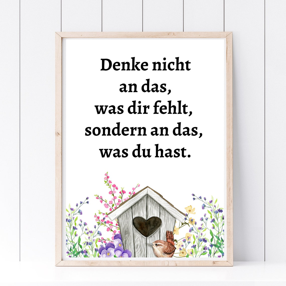 Be Grateful Inspirational Quote Birdhouse Wildflower Garden Poster