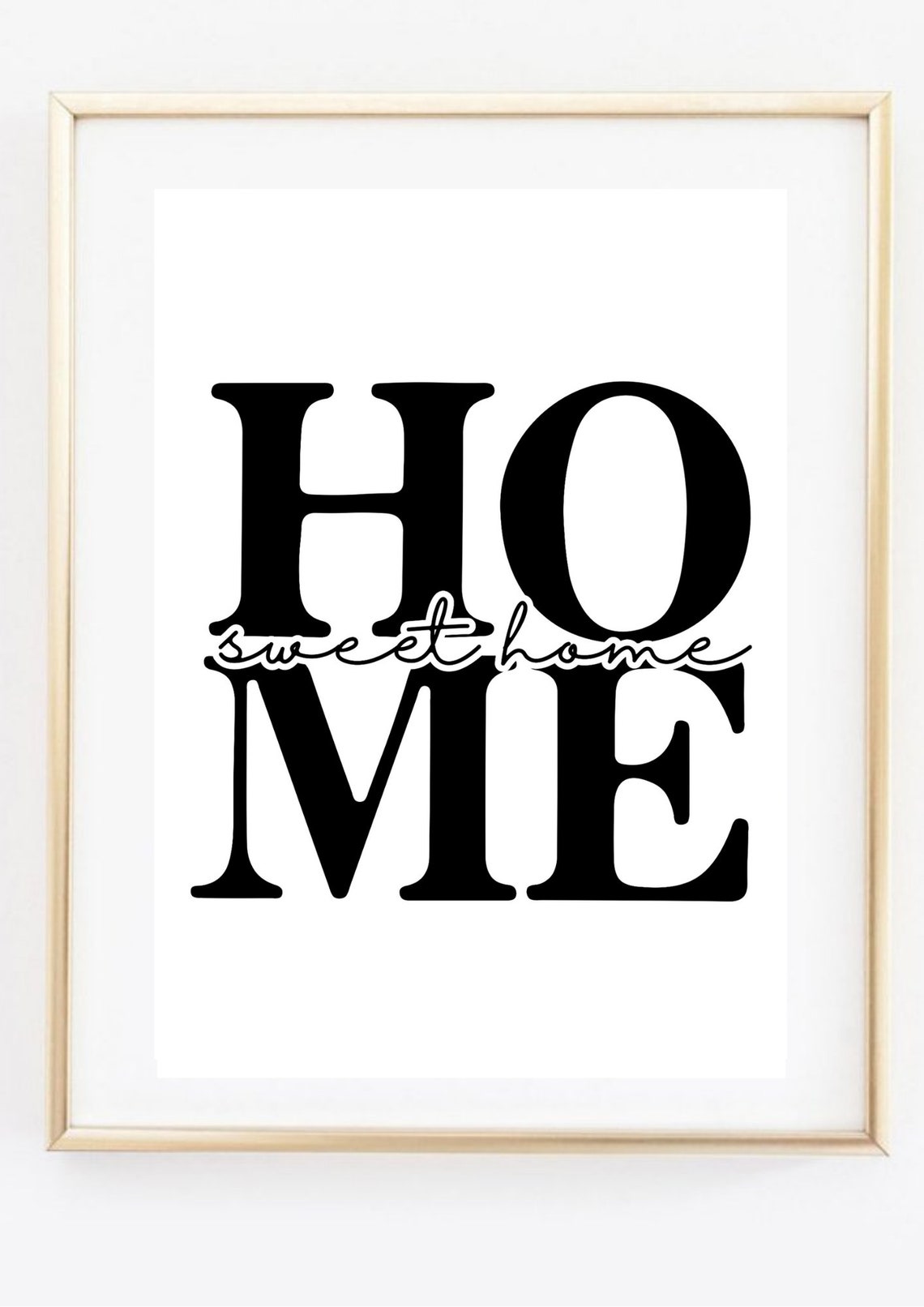 Home Sweet Home Black White Typography Poster Minimalist Wall Decor - Image 2