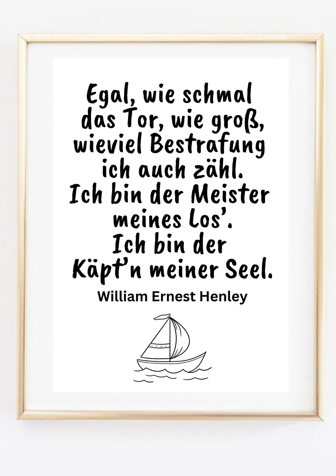 Din A4 Art Print Without Frame Poem By William Ernest Henley I Am The Master Of My Lot Captain Of My Soul Motivational Picture Poster - Image 3