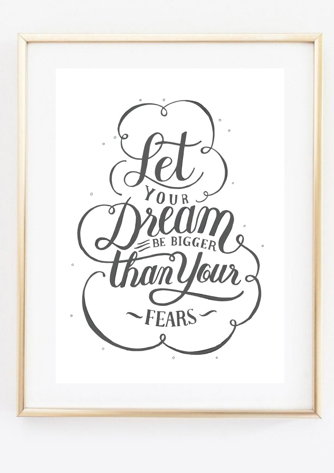 Let Your Dream Be Bigger Than Your Fears Hand Lettering Wall Art - Image 2