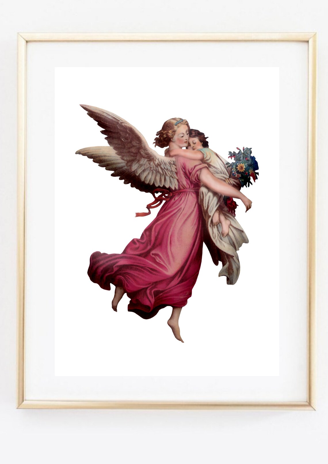 Guardian Angel Carrying Child Vintage Religious Art Print Wall Poster - Image 3
