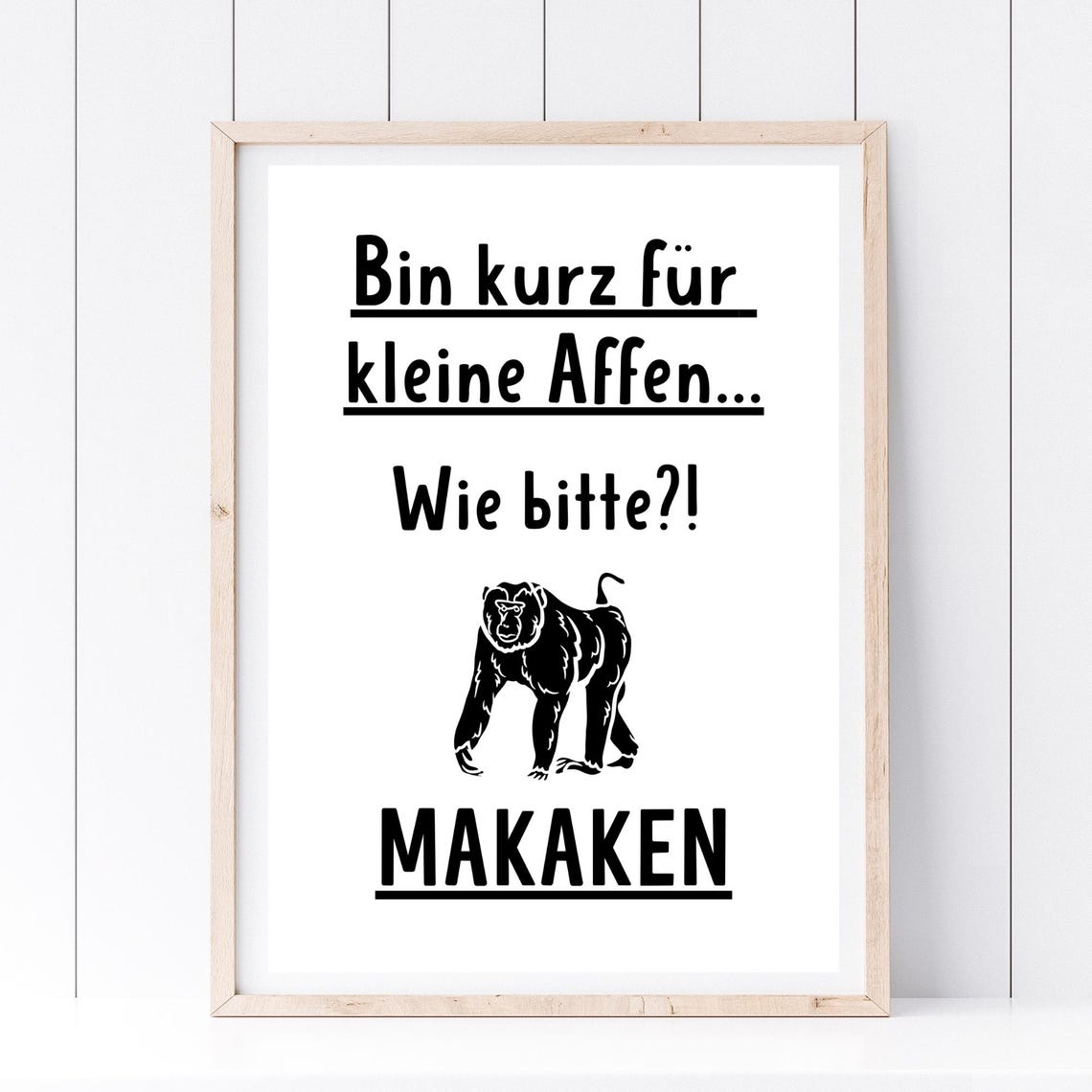 Makaken Monkey Pun Funny German Quote Animal Illustration Poster - Image 3