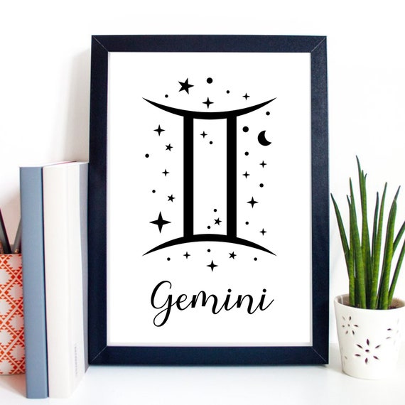 Din A4 Art Print Without Frame Zodiac Sign Gemini Horoscope Gemini Astrology Stars Gift Print Poster Picture