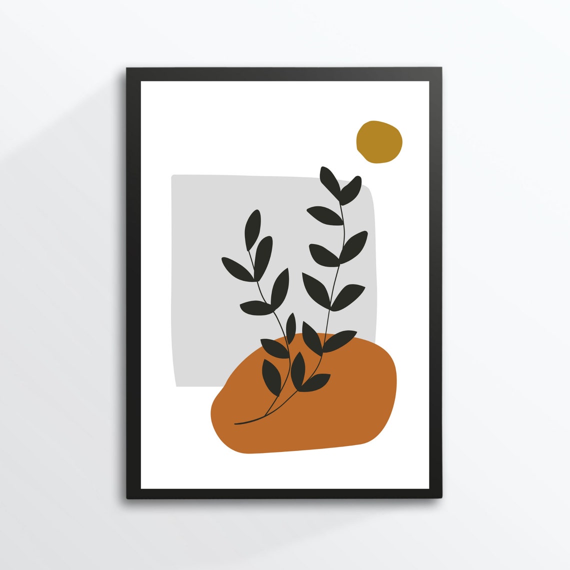 Modern Abstract Botanical Branch Sun Minimalist Art Print Poster Decor
