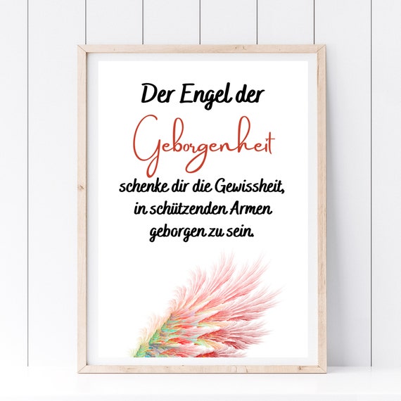 Din A4 Art Print Without Frame The Angel Of Security Guardian Angel Blessing Love Embrace Faith Gift Poster Print Image