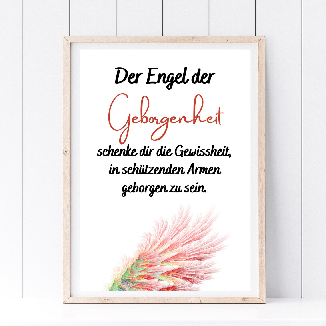 Angel Of Security German Blessing Pink Wing Comfort Inspirational Gift Poster