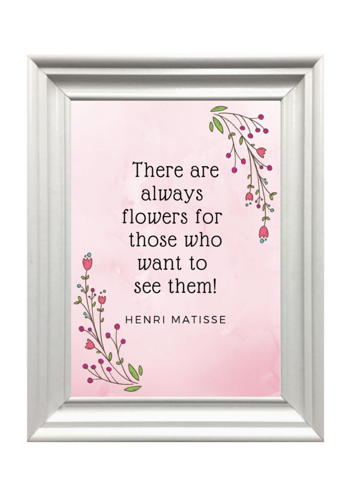 Henri Matisse Flowers Quote Pink Floral Watercolor Inspirational Art Poster - Image 3
