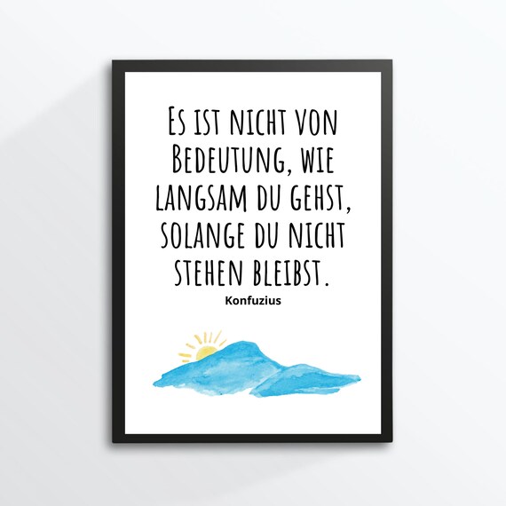 Confucius Quote Keep Moving Forward Watercolor Mountain Motivation Poster