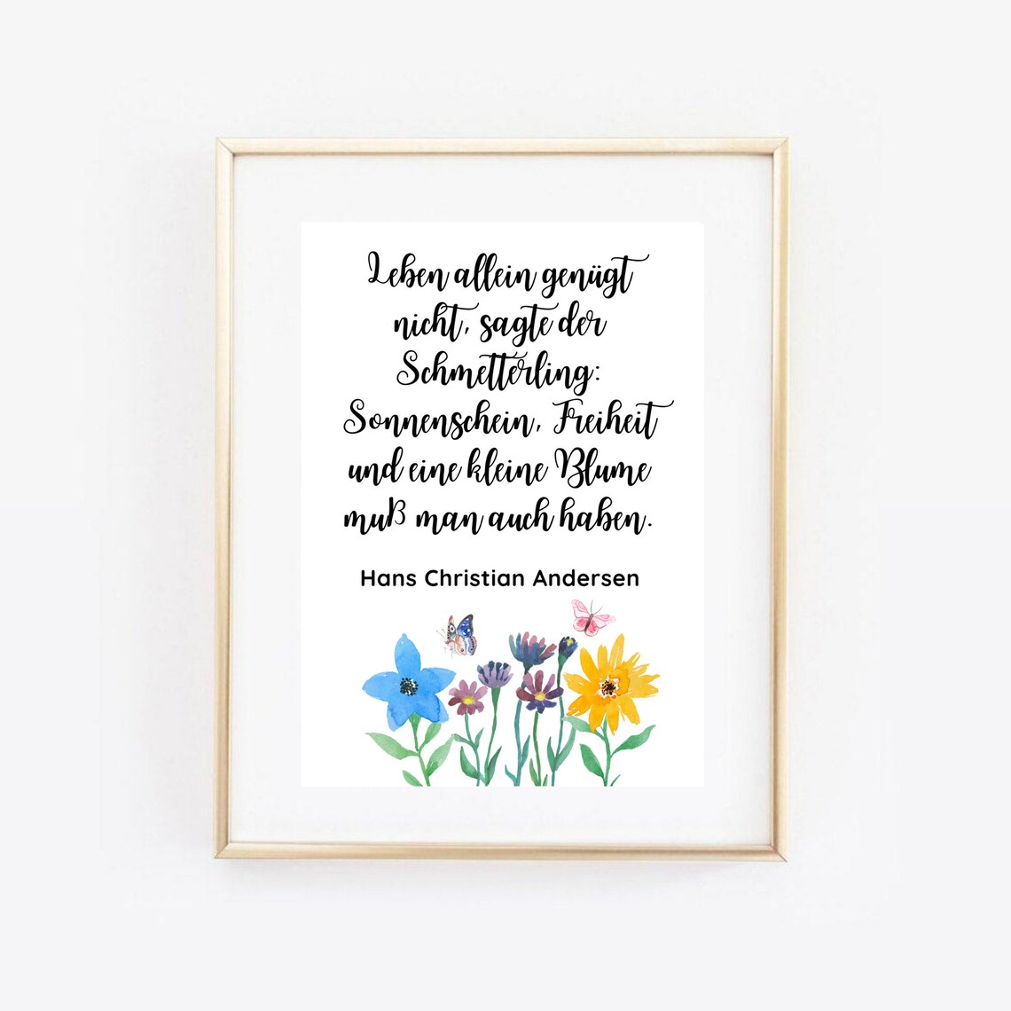 Hans Christian Andersen Butterfly Quote Watercolor Flowers Poster - Image 2