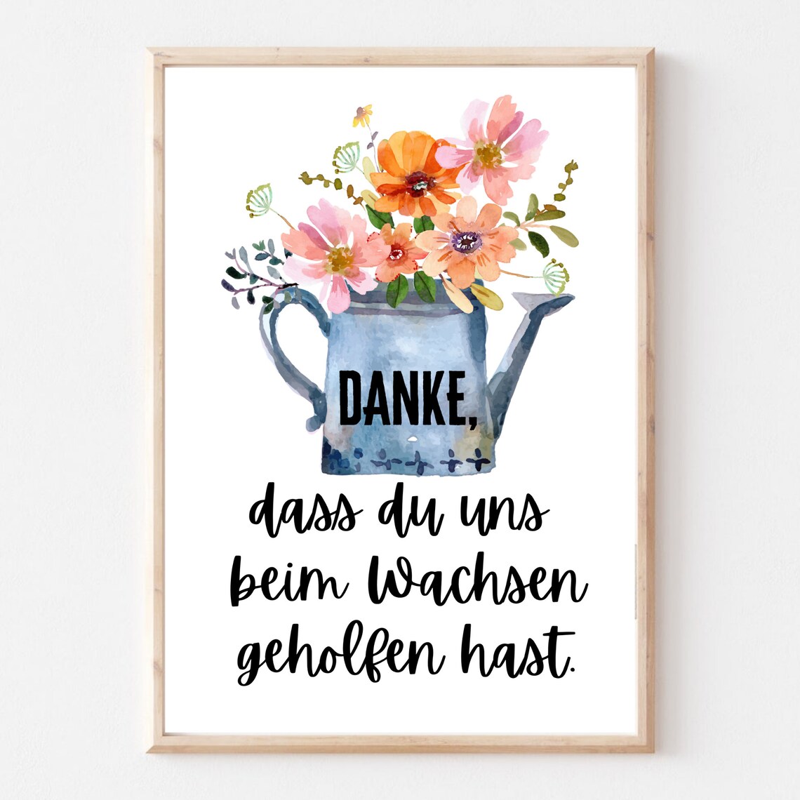 Thank You Teacher Watering Can Flowers German Farewell Gift Art Poster - Image 3
