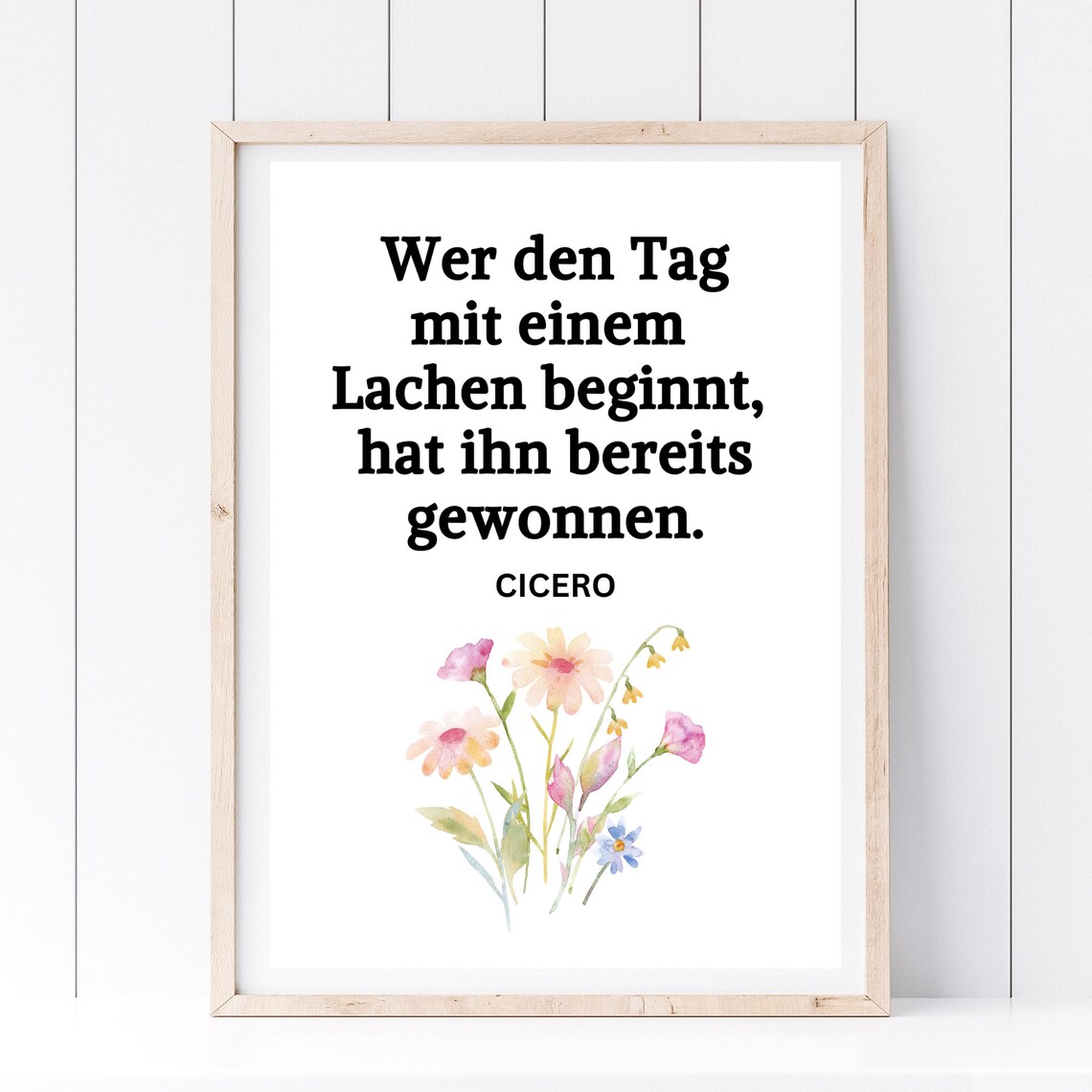 Cicero Quote Start The Day With A Laugh Floral Watercolor Poster