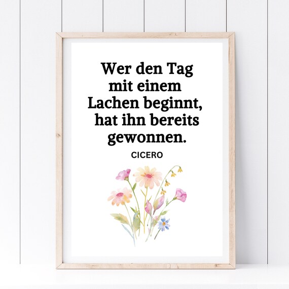 Cicero Quote Start The Day With A Laugh Floral Watercolor Poster