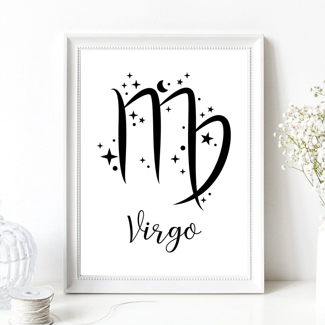 Virgo Zodiac Symbol Starry Script Celestial Astrology Wall Decor Poster - Image 2