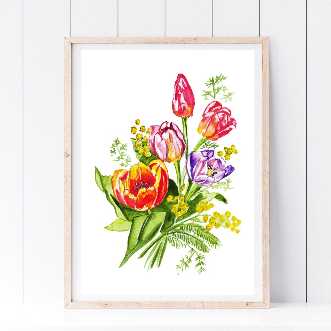 Vibrant Watercolor Tulip Bouquet Spring Flowers Floral Poster - Image 2