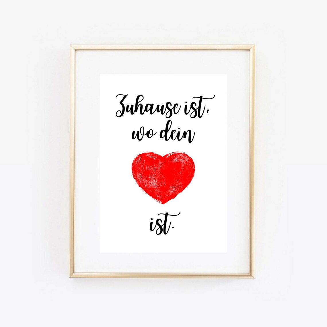 Home Is Where Your Heart Is German Quote with Big Red Heart Poster - Image 3