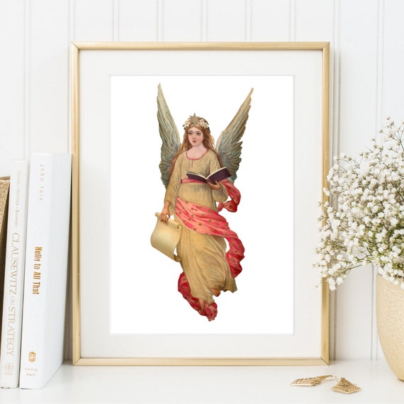 Din A4 Picture Art Print Without Frame Magnificent Angel Angel Guardian Angel Decoration Retro Vintage Print Poster Gift