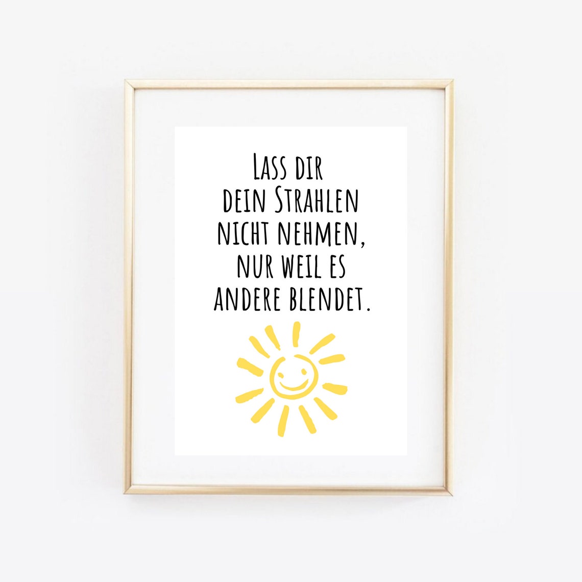 German Keep Shining Quote Smiling Sun Typography Kids Room Art Poster - Image 2