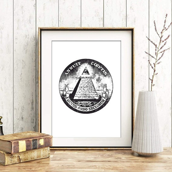 Din A4 Art Print Unframed Symbol Illuminati Masonic Cult Gothic Pyramid Coat Of Arms Print Image Poster