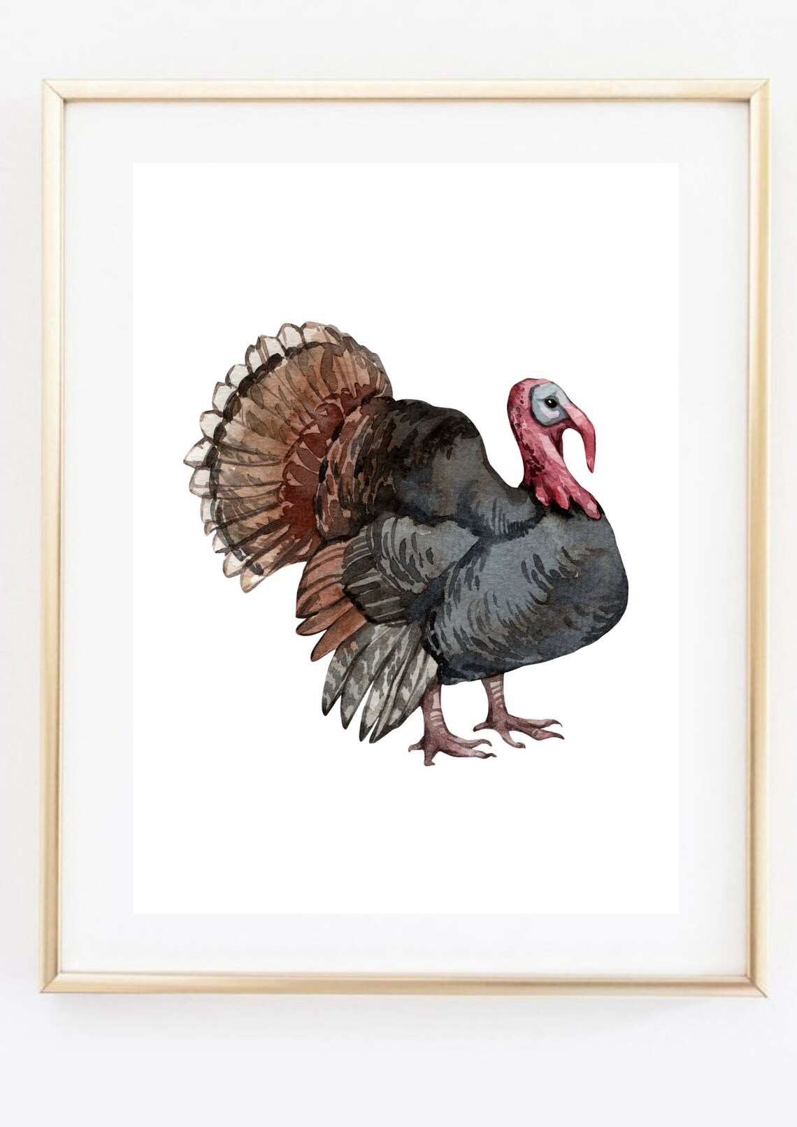 Wild Turkey Watercolor Fall Bird Painting Animal Wall Art Print - Image 3