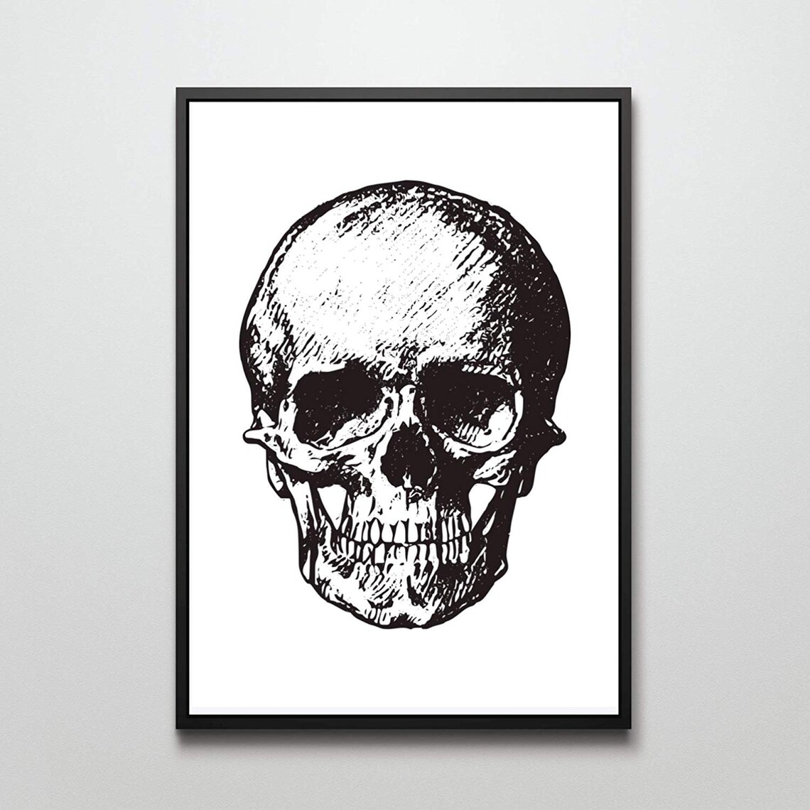 Skull Graphic Print Black White Gothic Halloween Skeleton Wall Art Poster - Image 3